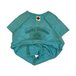 Harley Davidson Women's Short Sleeve‎ T Shirt Turquoise 2XL